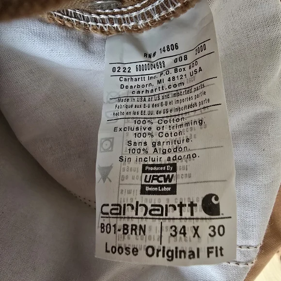 Carhartt B01 BRN Loose Fit Double Knee Utility Pants 34X30 - Picture 7 of 11